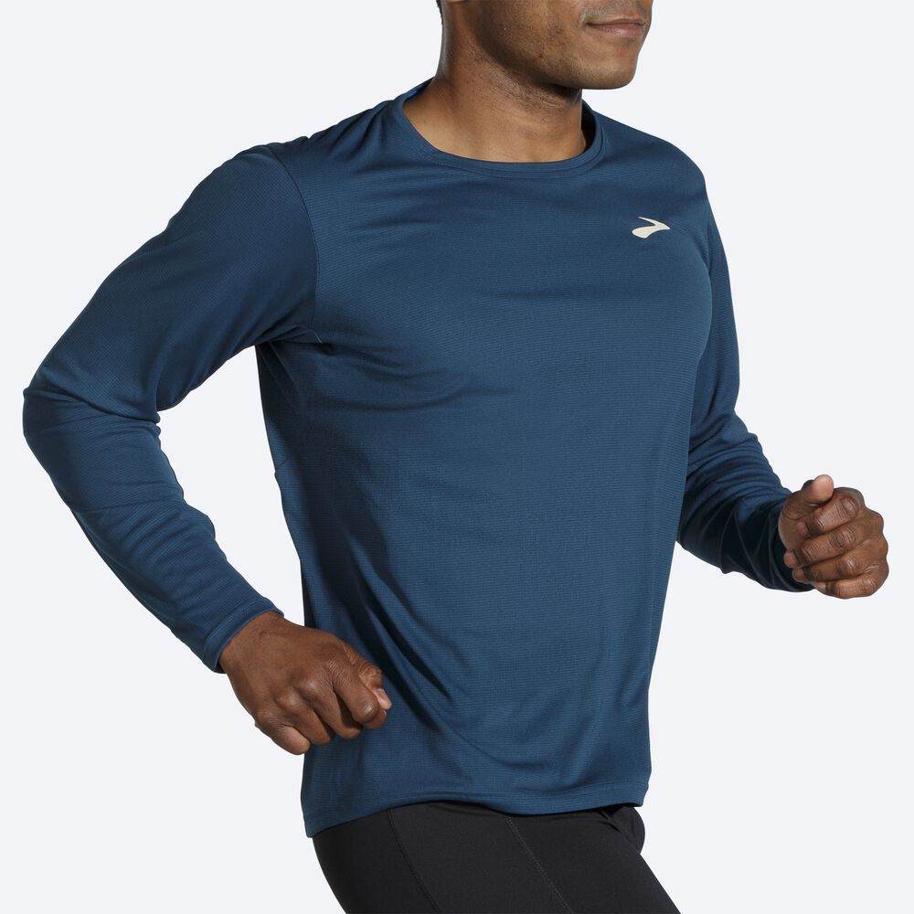 Men's Brooks Atmosphere Long Sleeve T-Shirts Indigo | USA95318