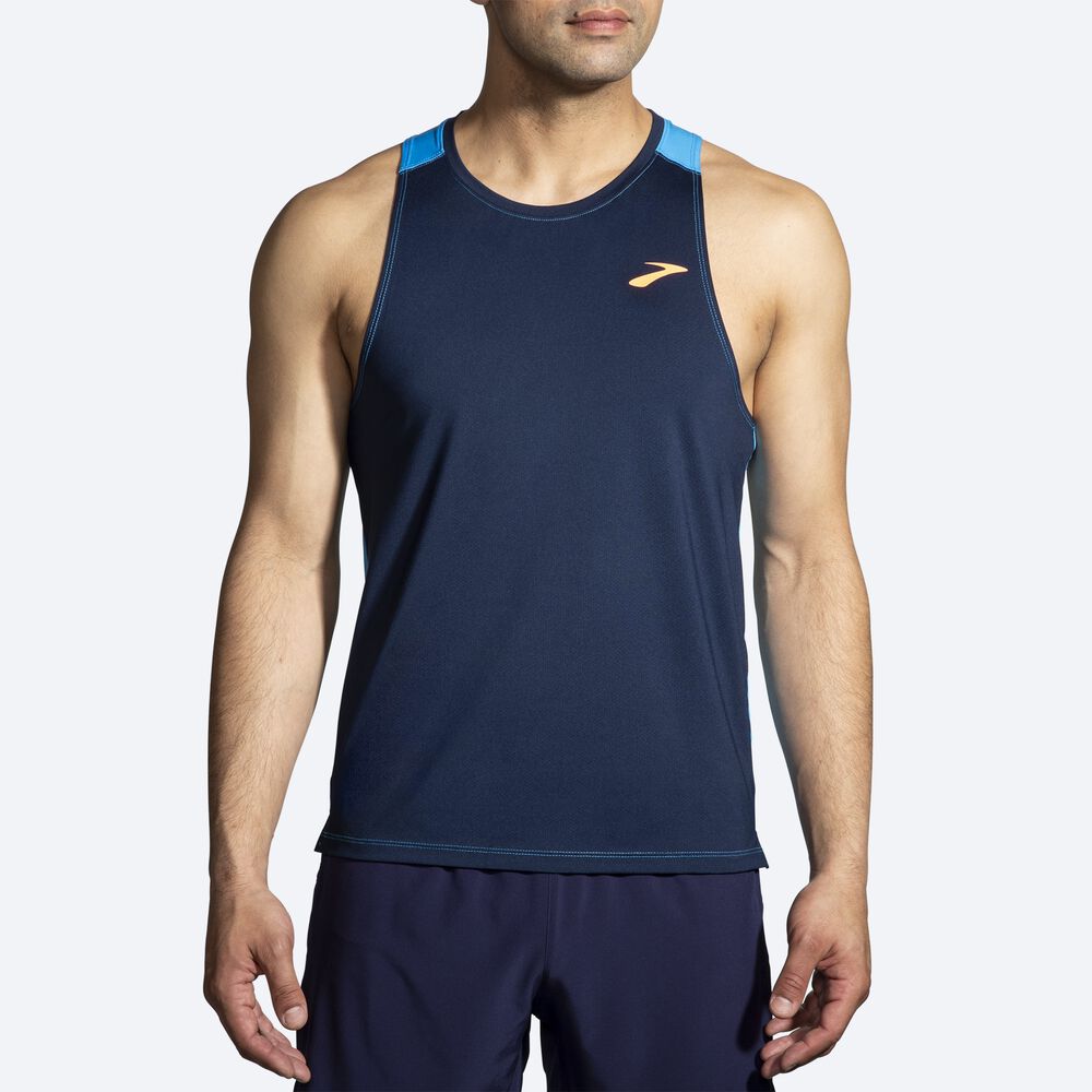 Men's Brooks Atmosphere Singlet 2.0 Tanks Navy | USA94206