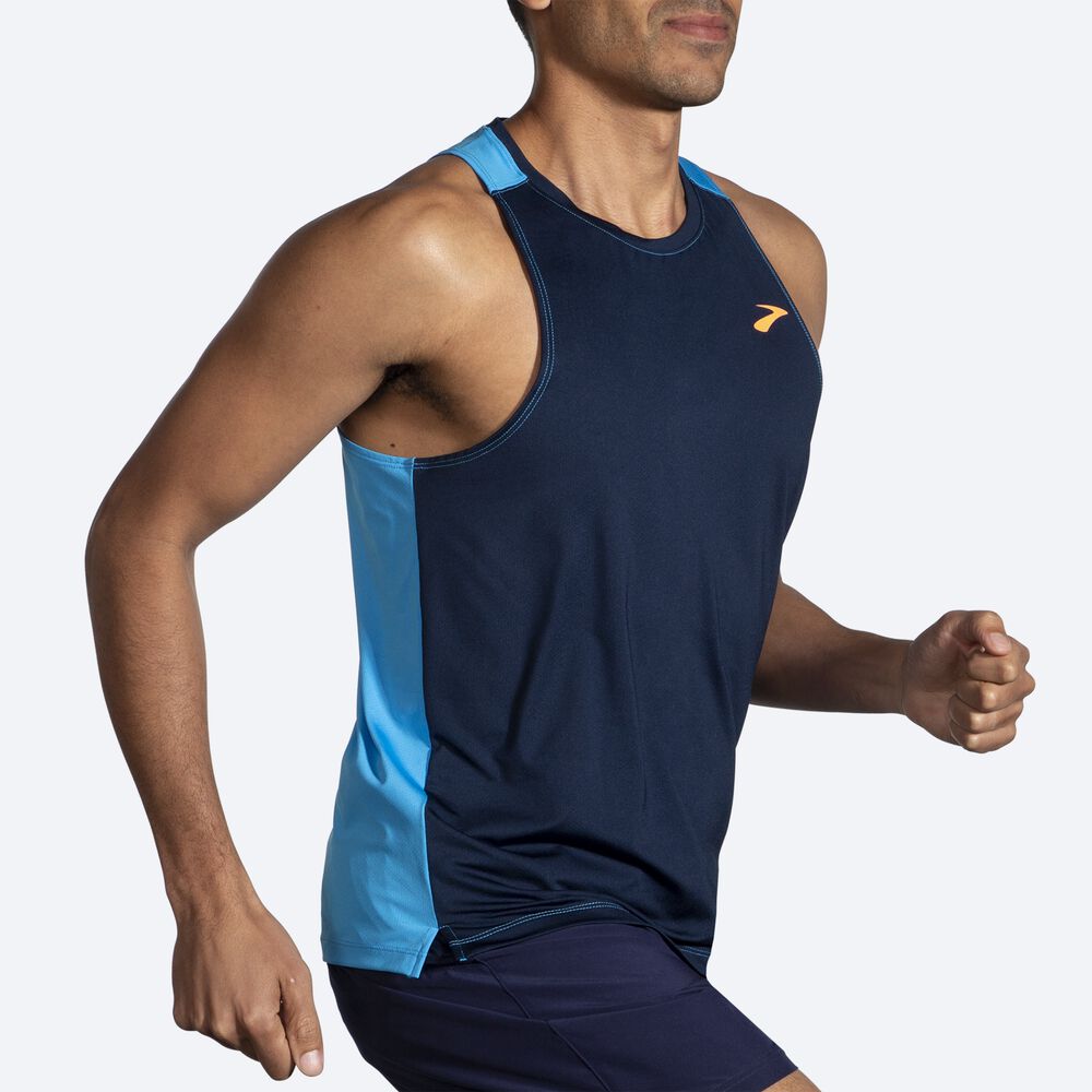 Men's Brooks Atmosphere Singlet 2.0 Tanks Navy | USA94206