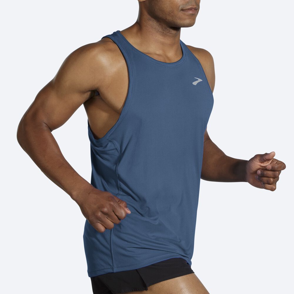 Men's Brooks Atmosphere Singlet Tanks Blue | USA68420