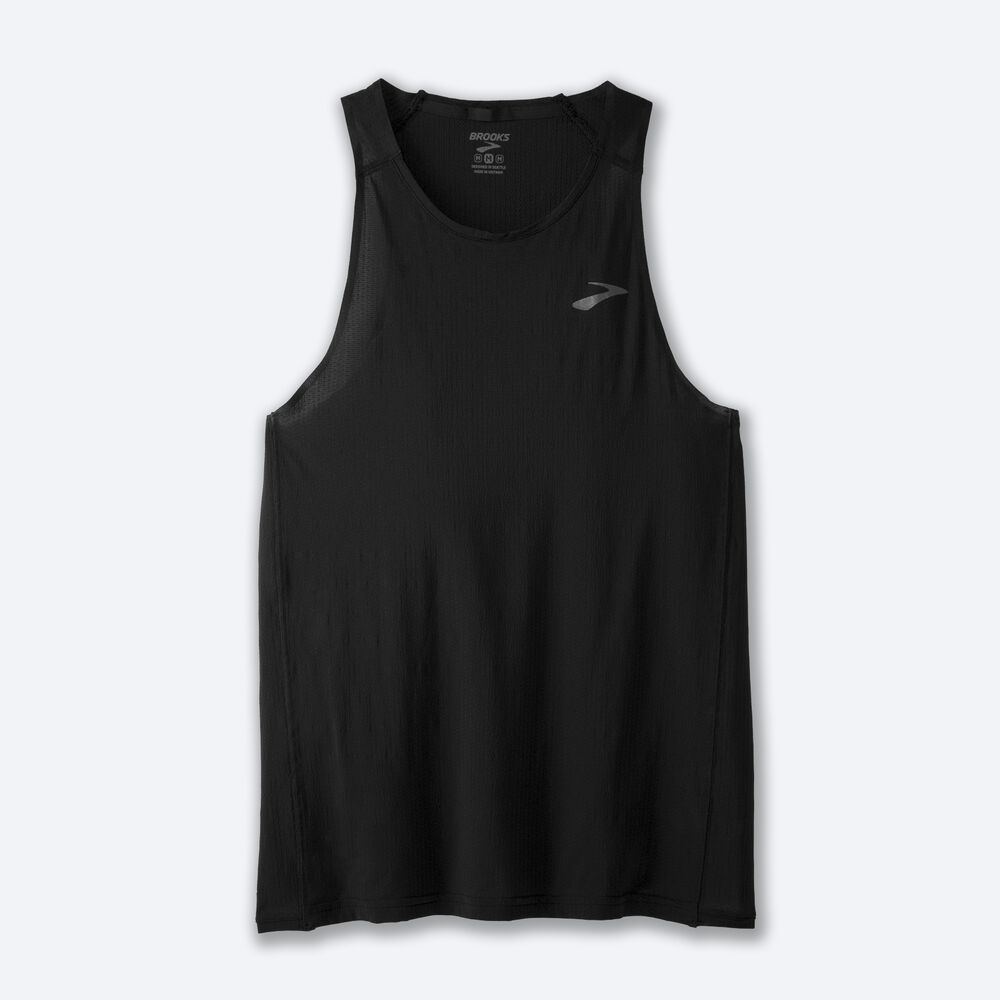 Men\'s Brooks Atmosphere Singlet Tanks Black | USA75924