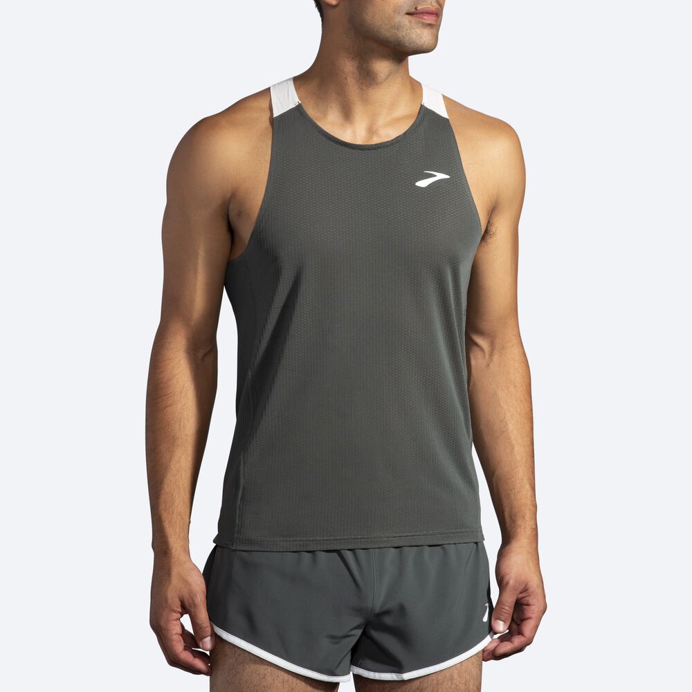 Men's Brooks Atmosphere Singlet Tanks Dark Grey/Grey | USA42893