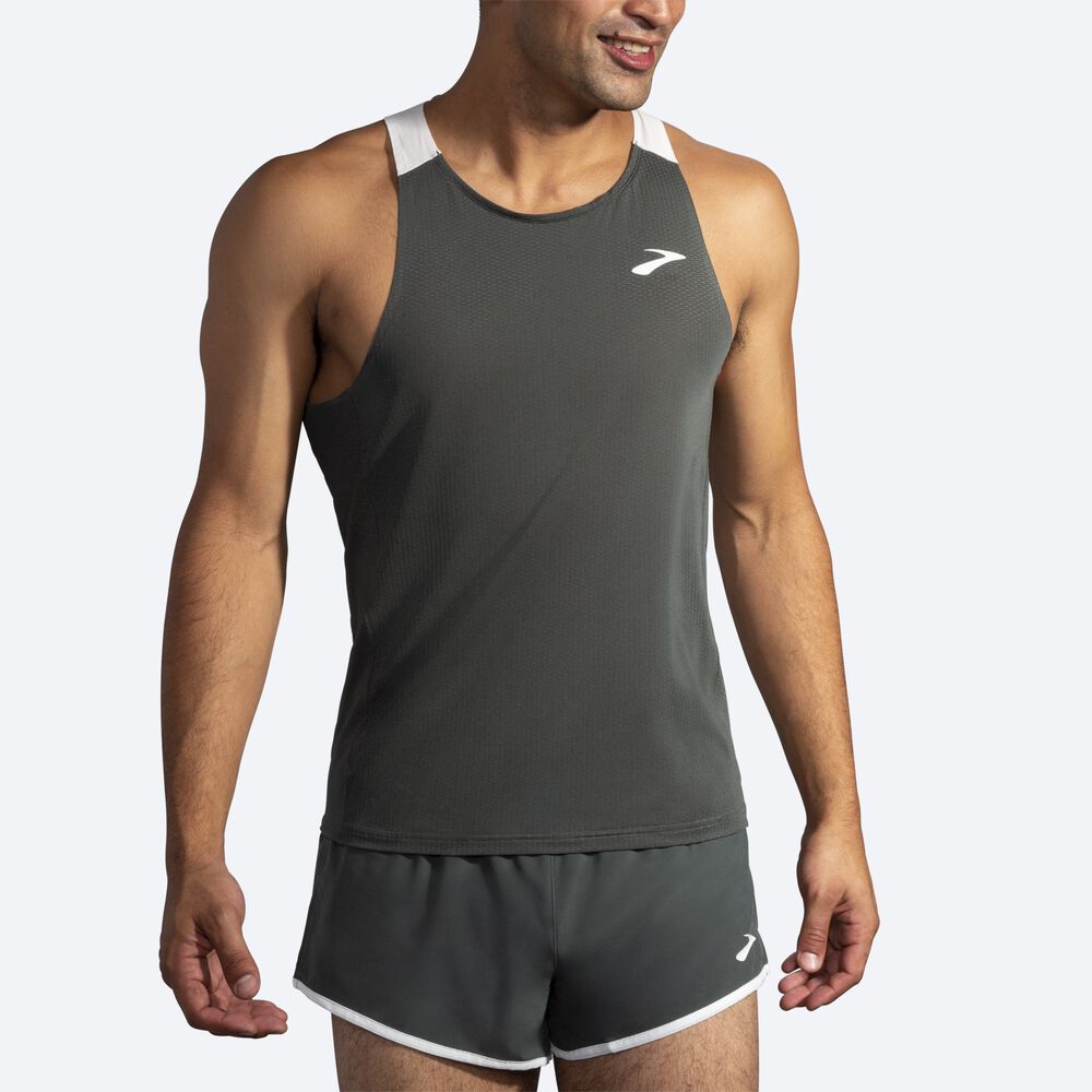 Men's Brooks Atmosphere Singlet Tanks Dark Grey/Grey | USA42893