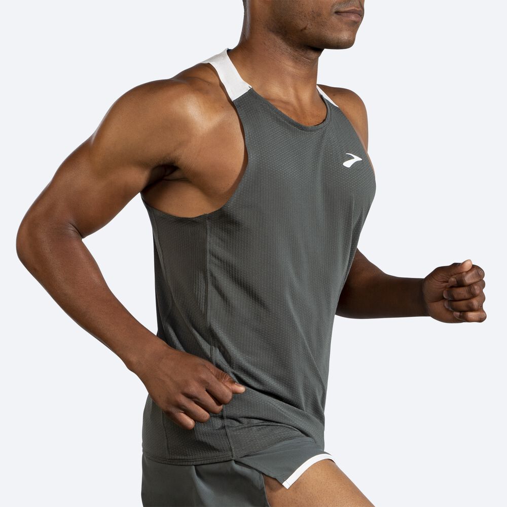 Men's Brooks Atmosphere Singlet Tanks Dark Grey/Grey | USA42893