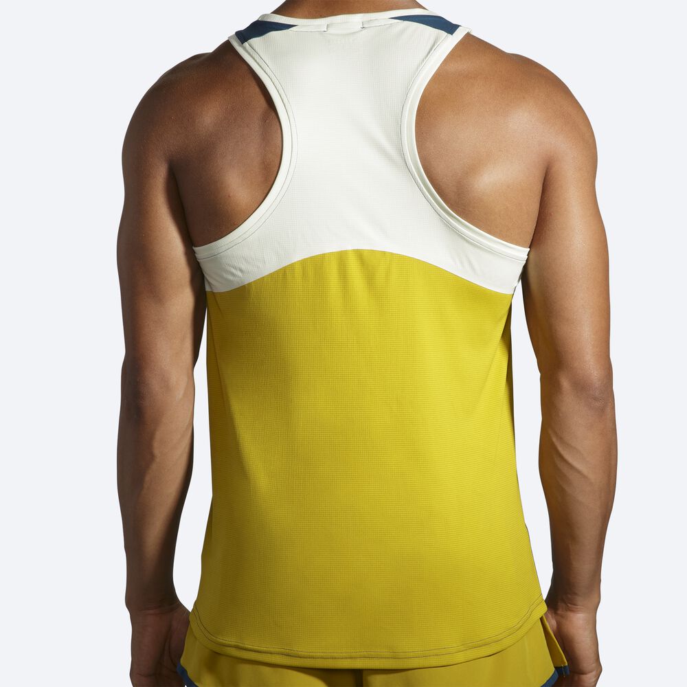 Men's Brooks Atmosphere Singlet Tanks Indigo/Orange | USA57604