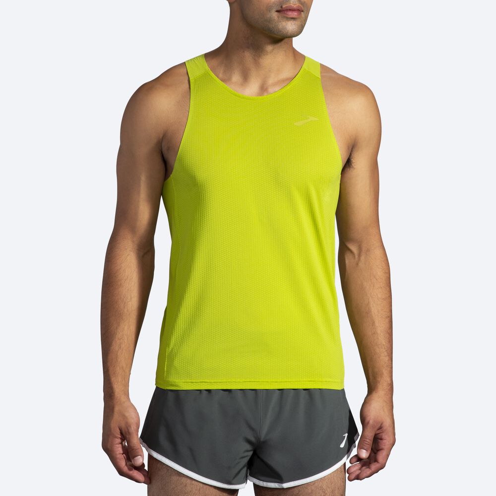 Men's Brooks Atmosphere Singlet Tanks Yellow | USA87026