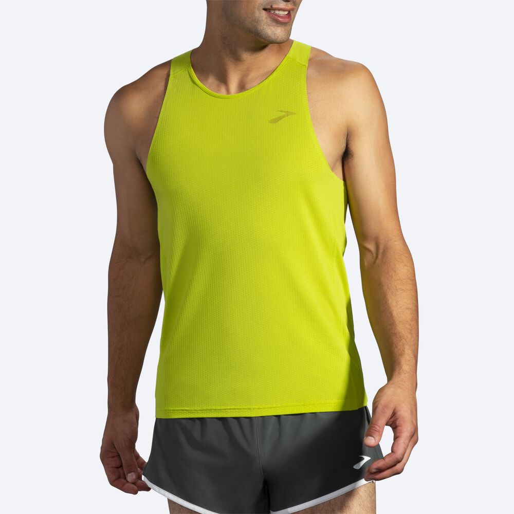 Men's Brooks Atmosphere Singlet Tanks Yellow | USA87026