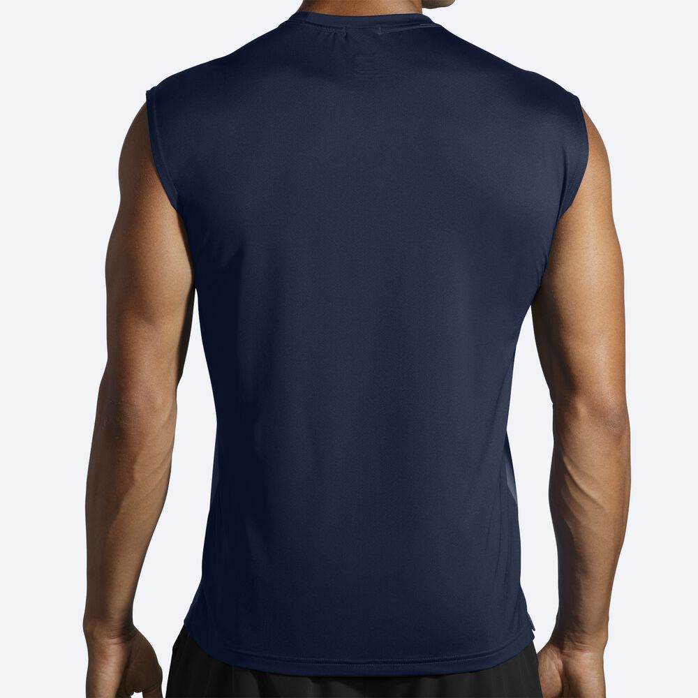 Men's Brooks Atmosphere Sleeveless 2.0 T-Shirts Navy | USA23094