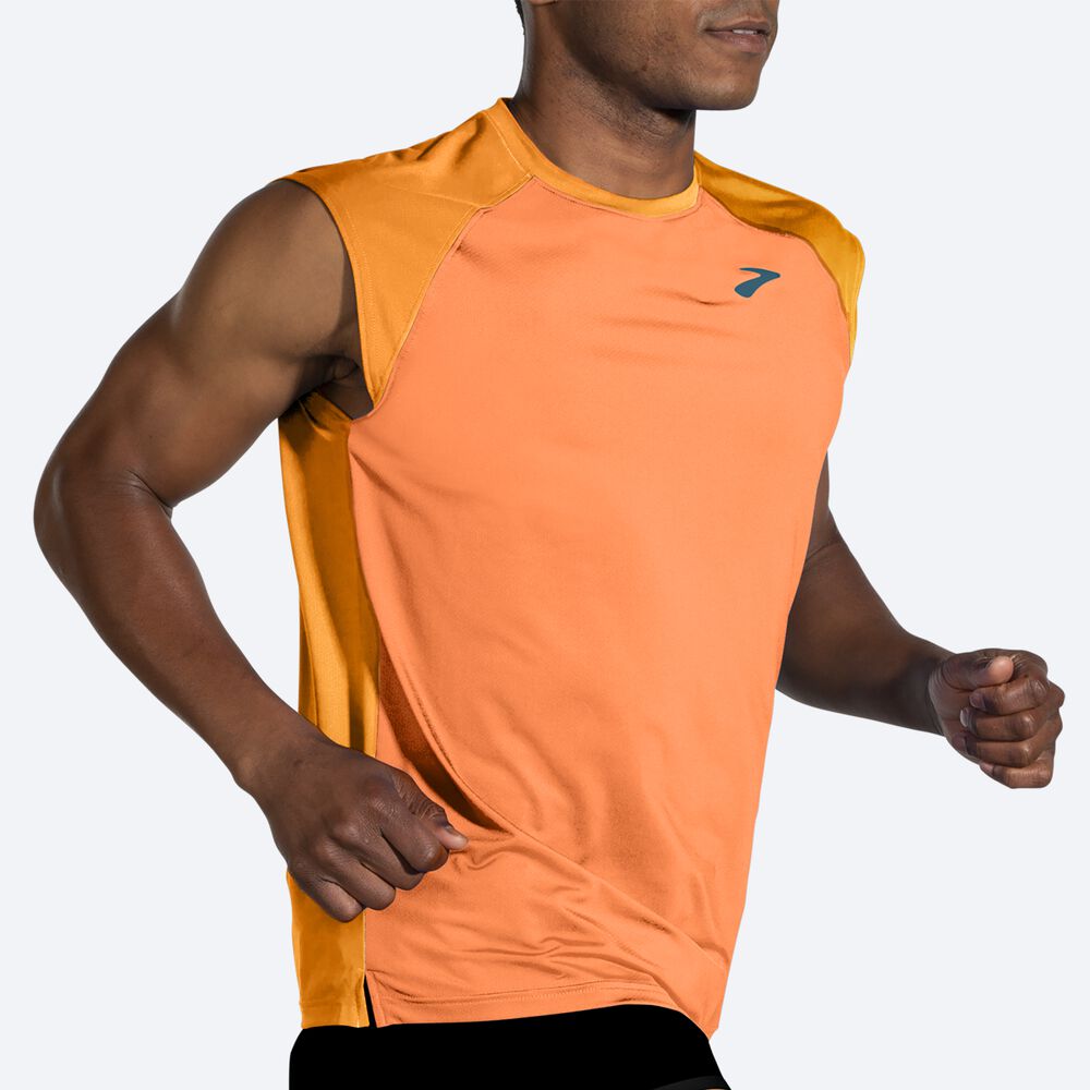 Men's Brooks Atmosphere Sleeveless 2.0 T-Shirts Gold/Orange | USA64257