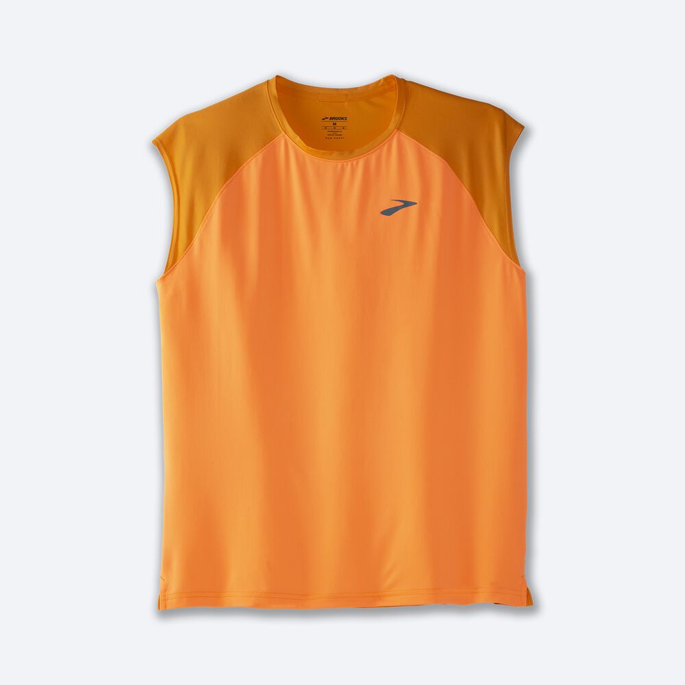 Men\'s Brooks Atmosphere Sleeveless 2.0 T-Shirts Gold/Orange | USA64257