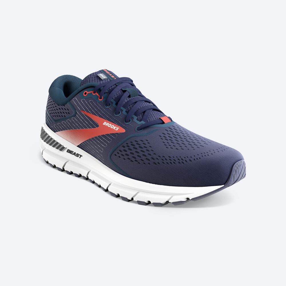 Men's Brooks Beast '20 Road Running Shoes Navy/Red | USA30142