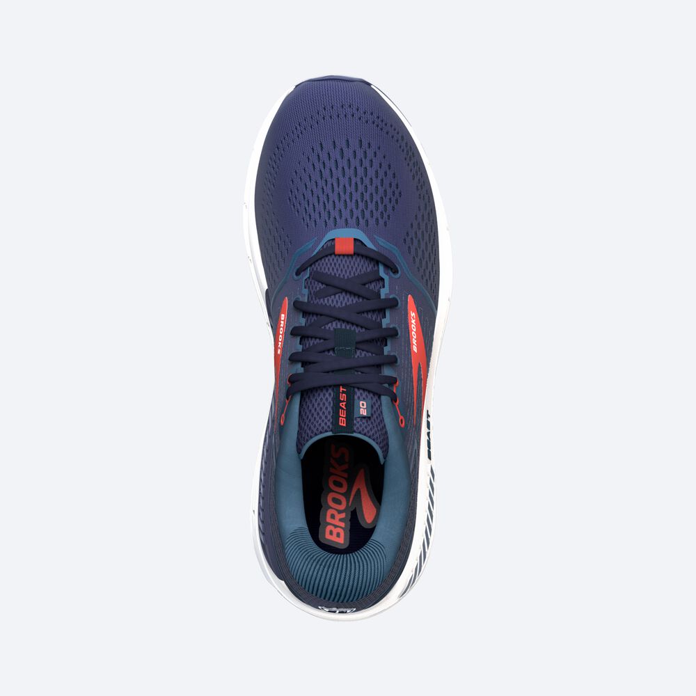 Men's Brooks Beast '20 Road Running Shoes Navy/Red | USA30142