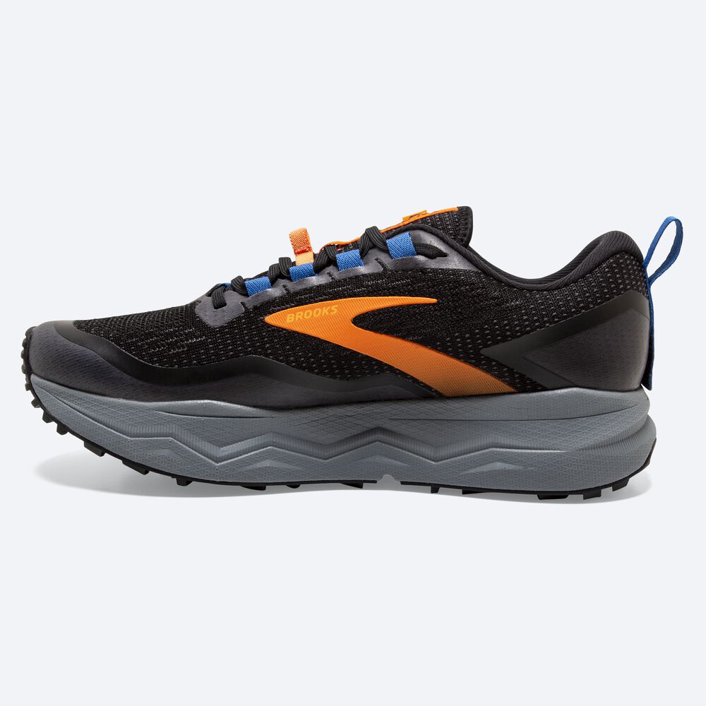 Men's Brooks Caldera 5 Trail Running Shoes Black/Orange/Blue | USA69413