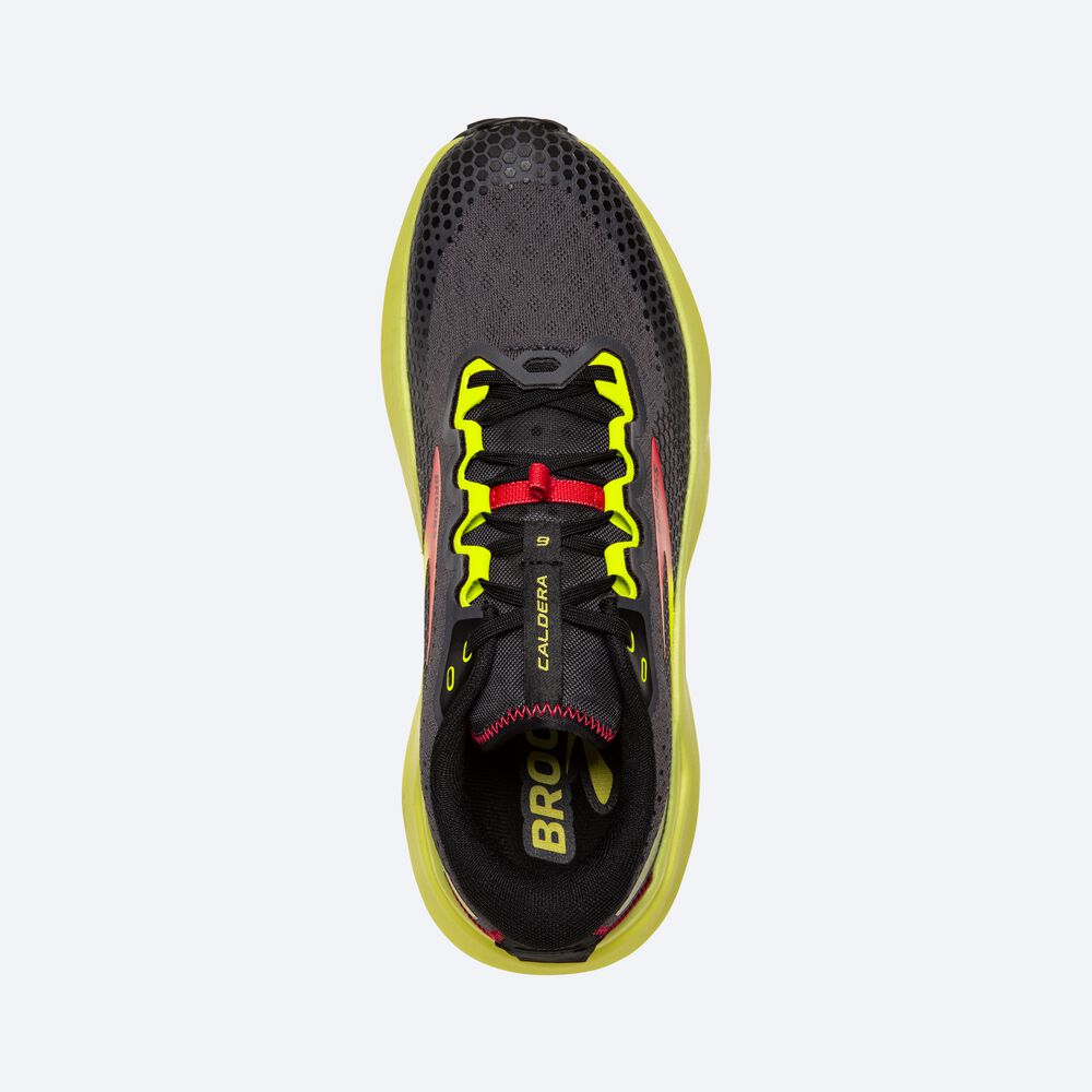 Men's Brooks Caldera 6 Trail Running Shoes Black/Red/Yellow | USA49853