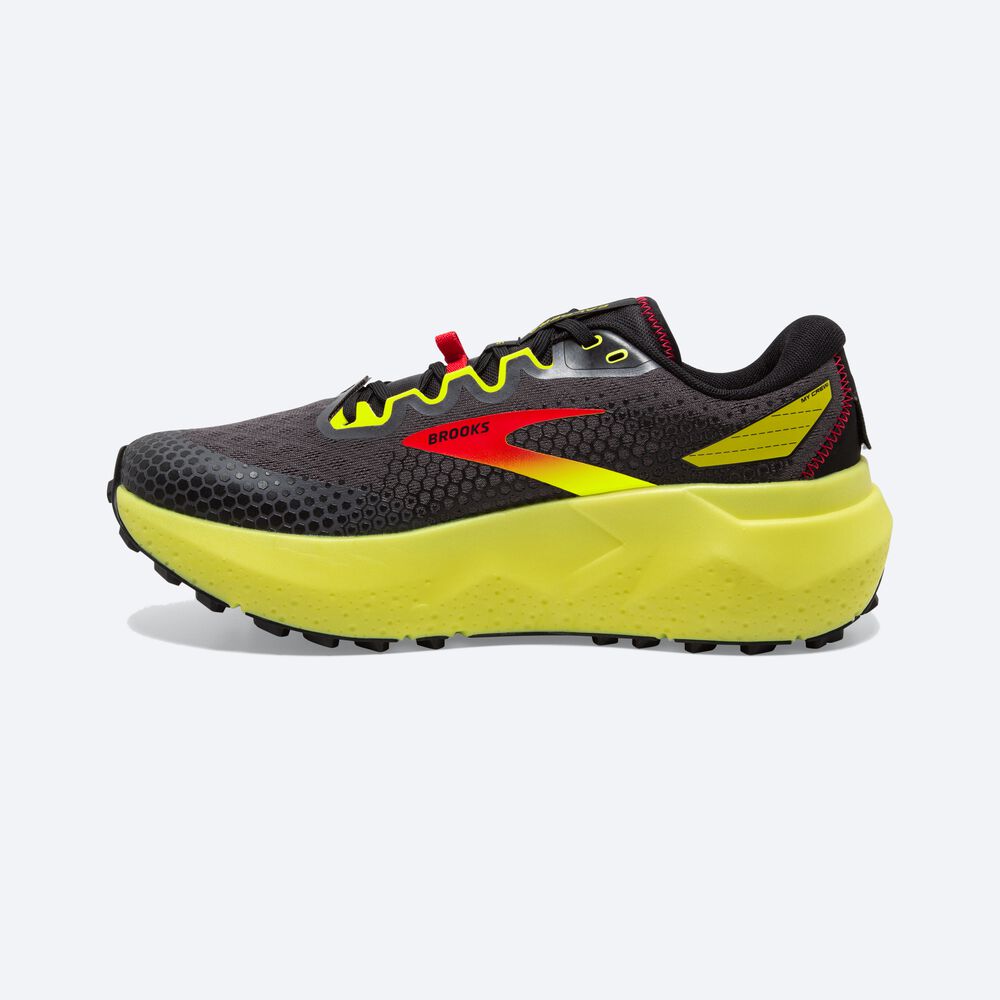 Men's Brooks Caldera 6 Trail Running Shoes Black/Red/Yellow | USA49853