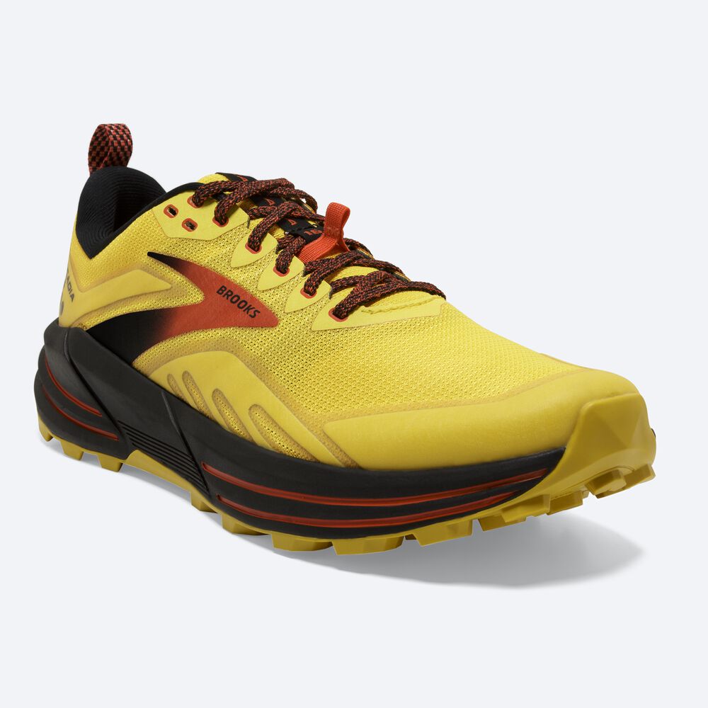 Men's Brooks Cascadia 16 Trail Running Shoes Yellow/Black | USA60214