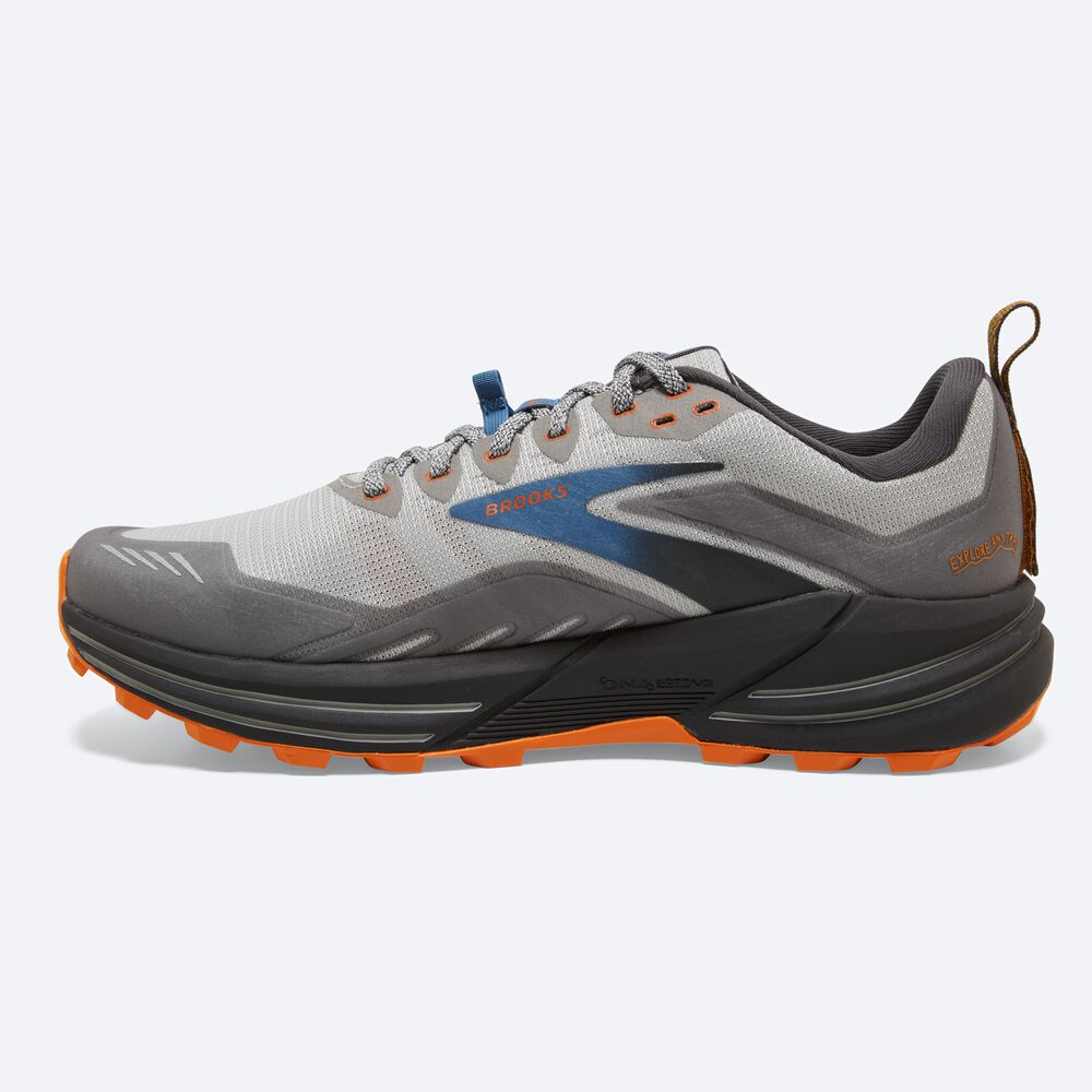 Men's Brooks Cascadia 16 Trail Running Shoes Grey/Orange | USA87625