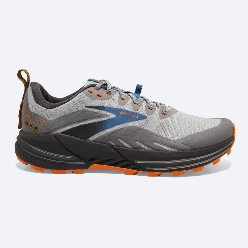 Men\'s Brooks Cascadia 16 Trail Running Shoes Grey/Orange | USA87625