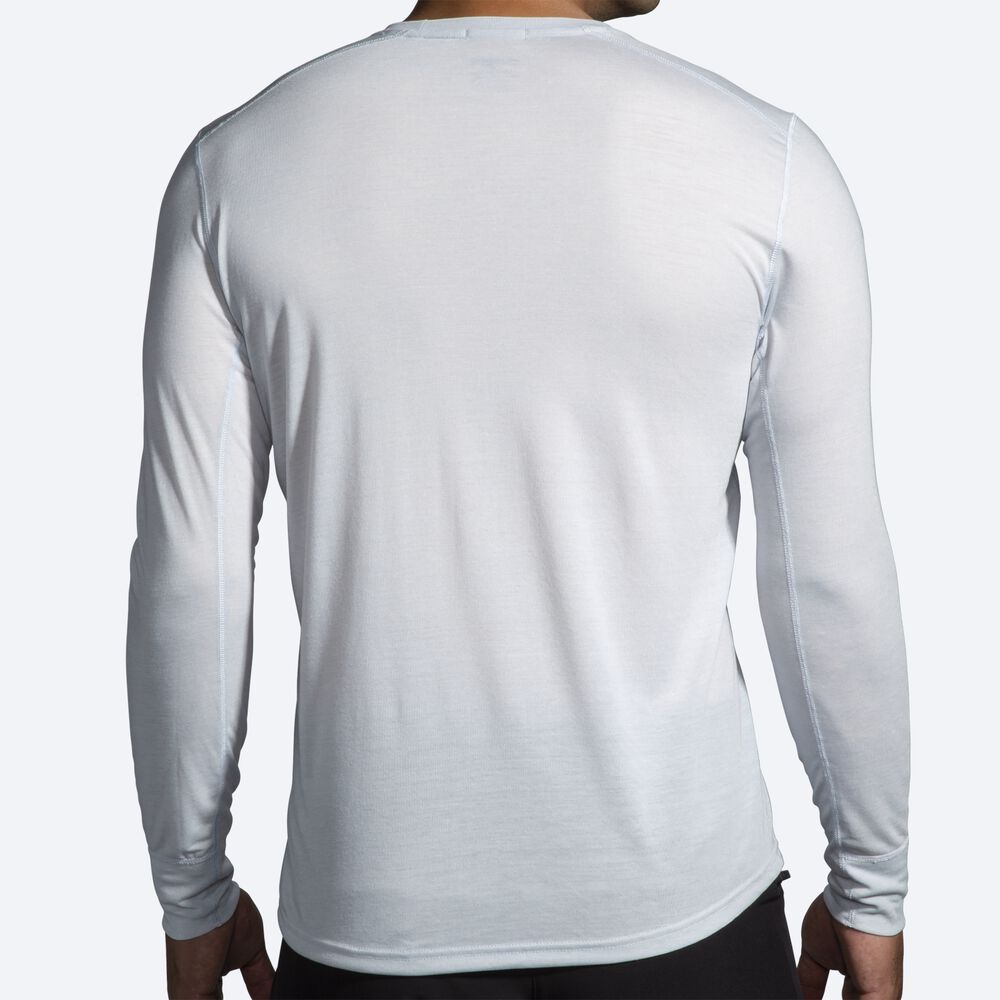 Men's Brooks Distance Graphic Long Sleeve T-Shirts White | USA62318