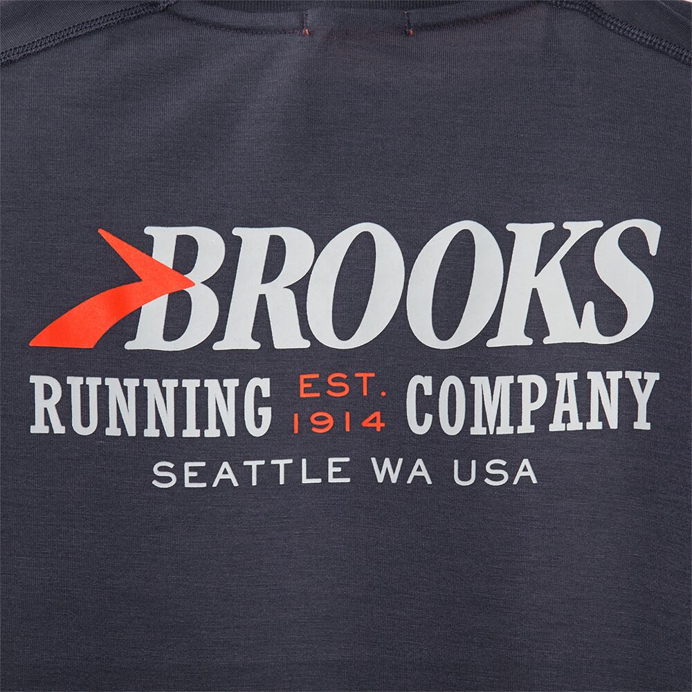 Men's Brooks Distance Graphic Long Sleeve T-Shirts Navy | USA81372