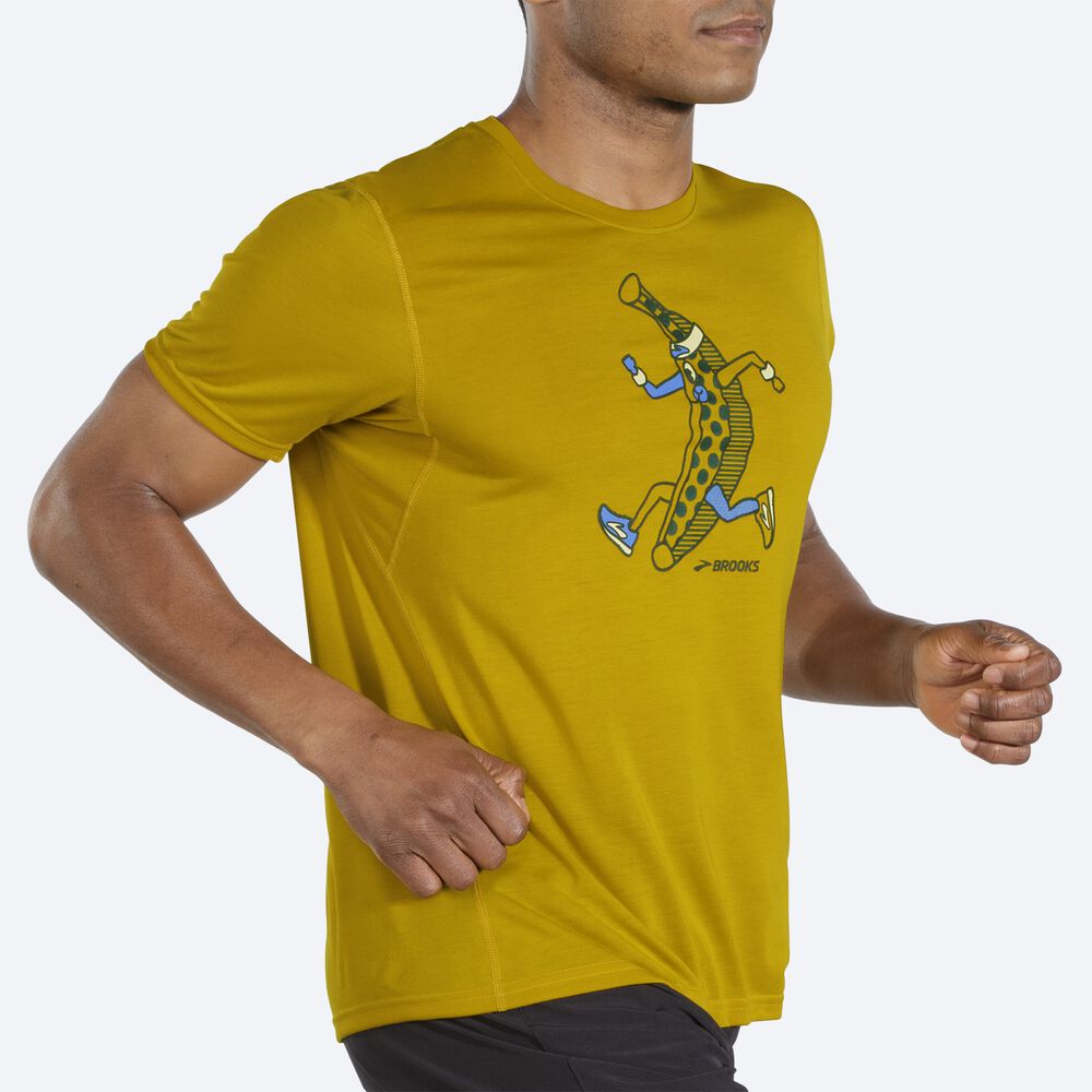 Men's Brooks Distance Graphic Short Sleeve T-Shirts Gold | USA20647