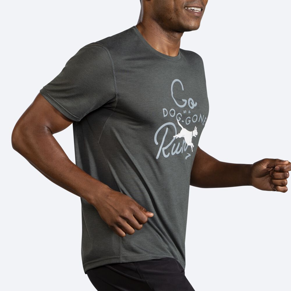 Men's Brooks Distance Graphic Short Sleeve T-Shirts Dark | USA45328