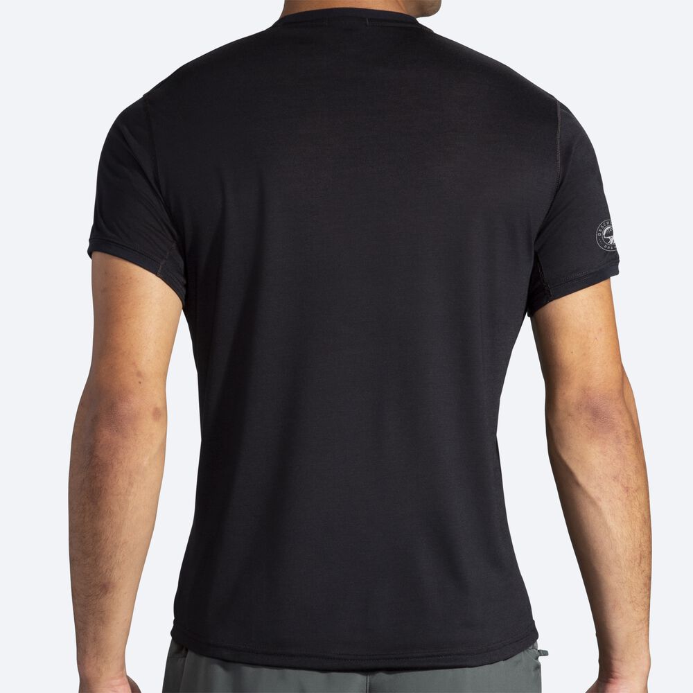 Men's Brooks Distance Graphic Short Sleeve T-Shirts Black | USA53198