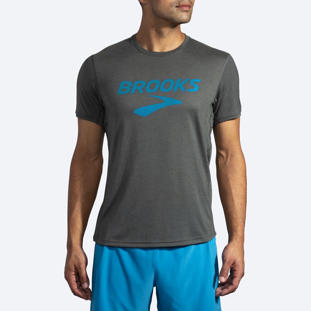 Men's Brooks Distance Graphic Short Sleeve T-Shirts Dark | USA57091