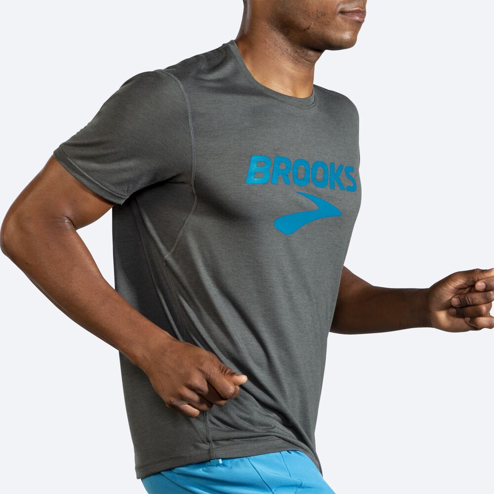 Men's Brooks Distance Graphic Short Sleeve T-Shirts Dark | USA57091