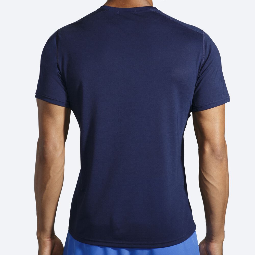 Men's Brooks Distance Graphic Short Sleeve T-Shirts Navy/Blue | USA70296