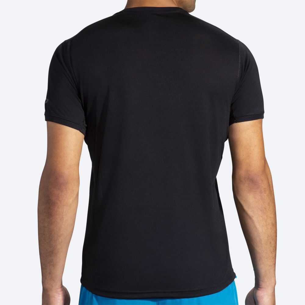 Men's Brooks Distance Graphic Short Sleeve T-Shirts Black/Blue | USA85732