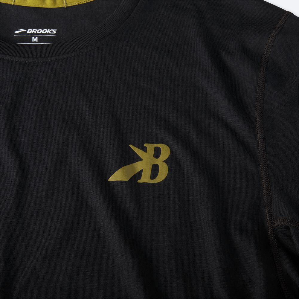 Men's Brooks Distance Graphic Short Sleeve T-Shirts Black/Gold | USA92704