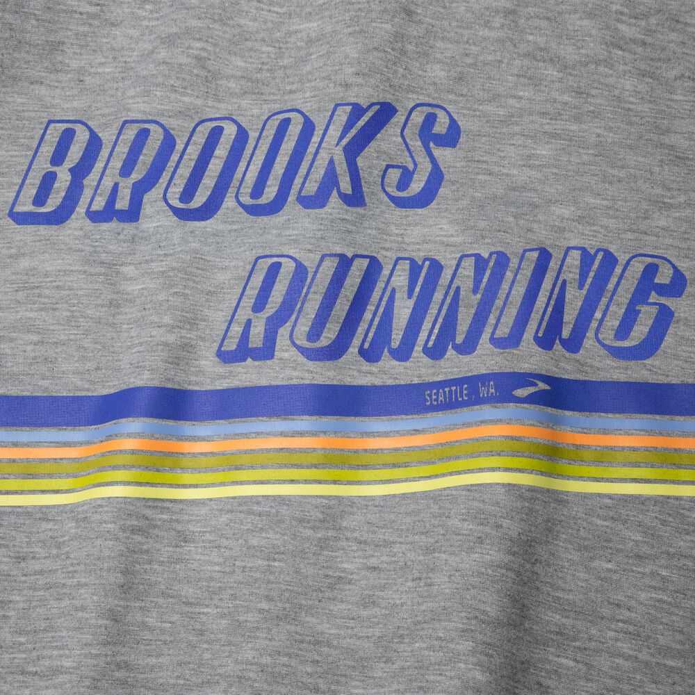 Men's Brooks Distance Graphic Short Sleeve T-Shirts Grey/Stripes | USA95813