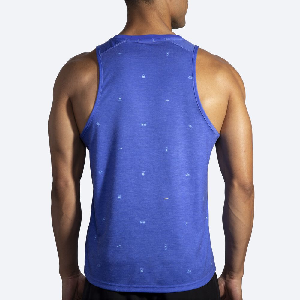 Men's Brooks Distance Graphic Tanks Blue | USA90672