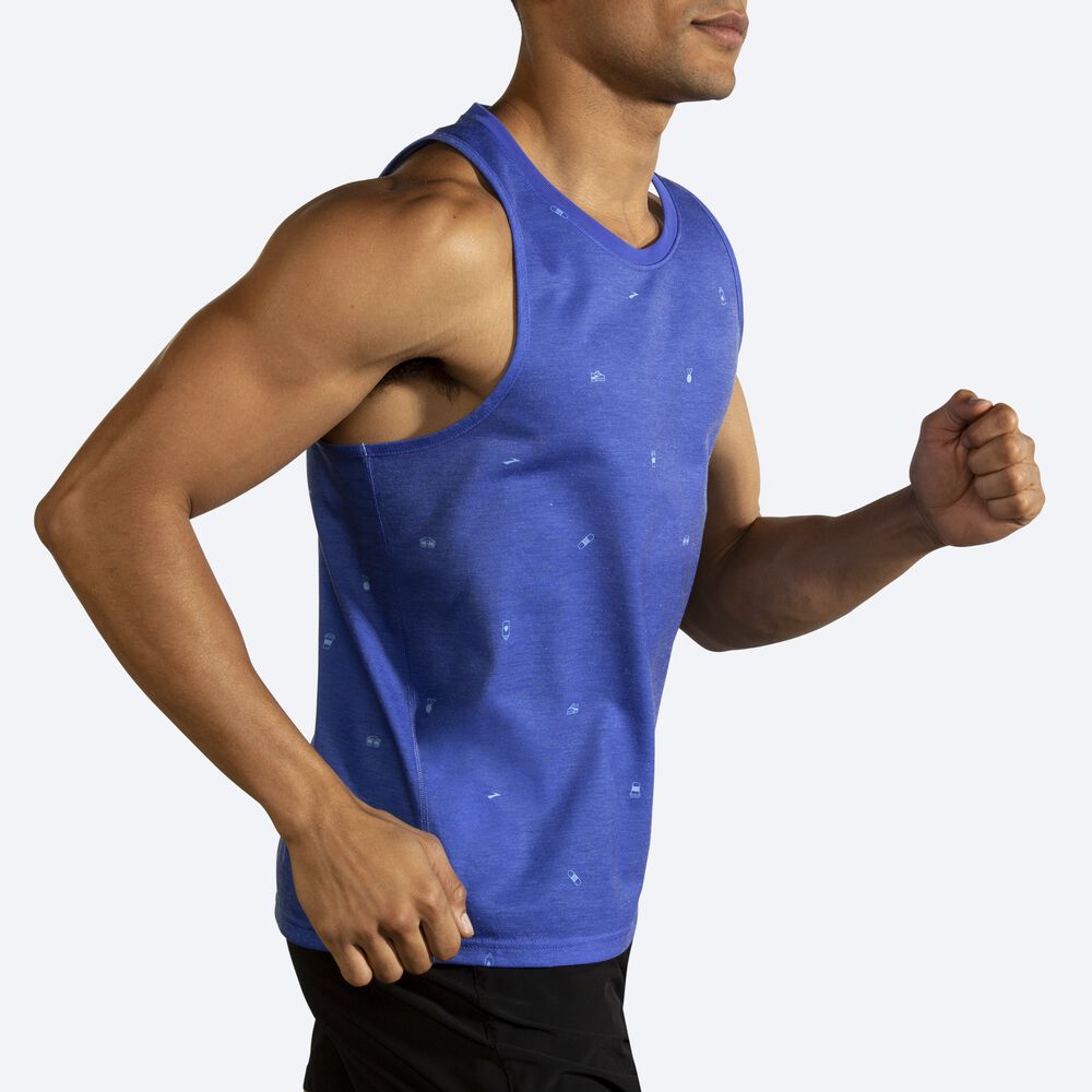 Men's Brooks Distance Graphic Tanks Blue | USA90672