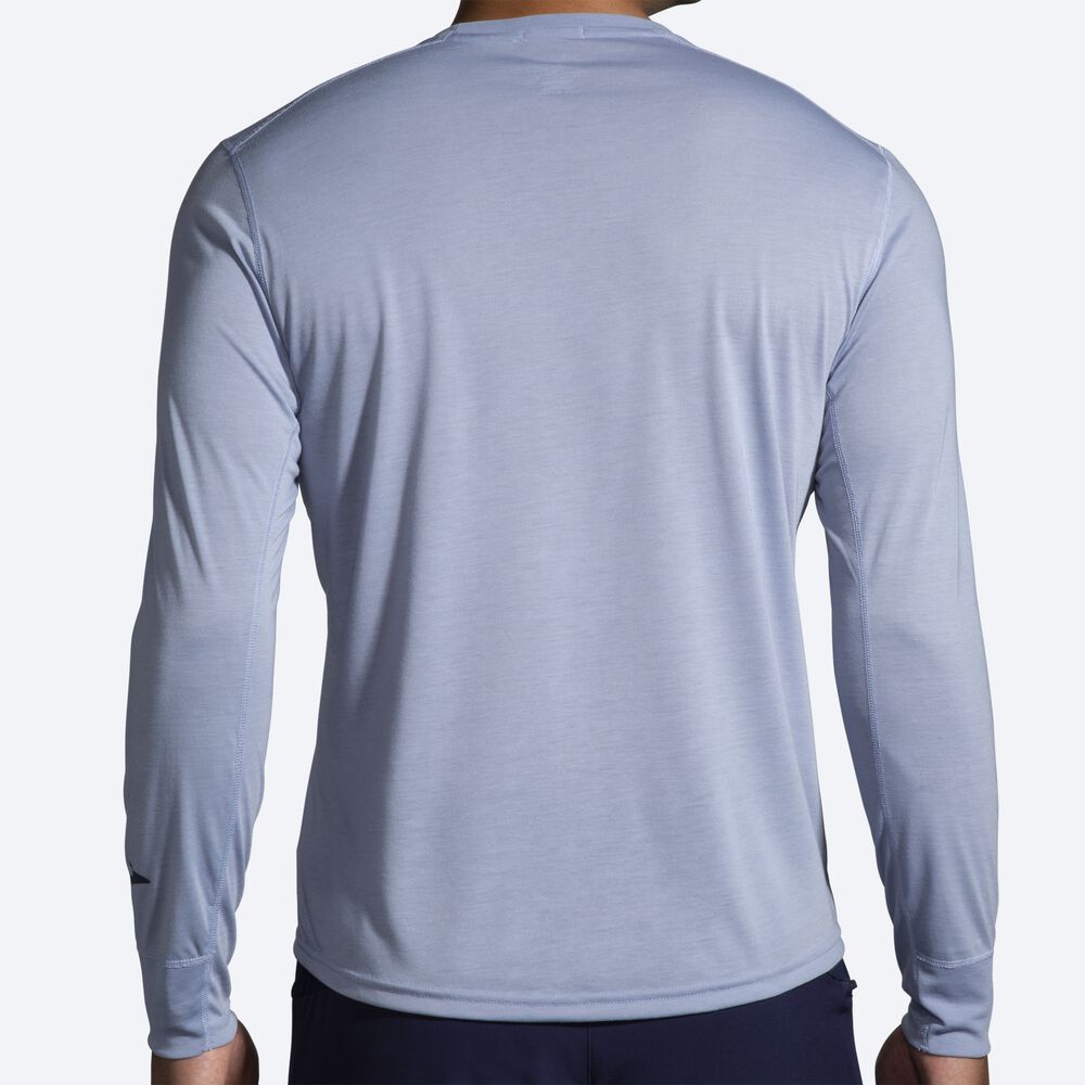 Men's Brooks Distance Long Sleeve T-Shirts Blue | USA08697