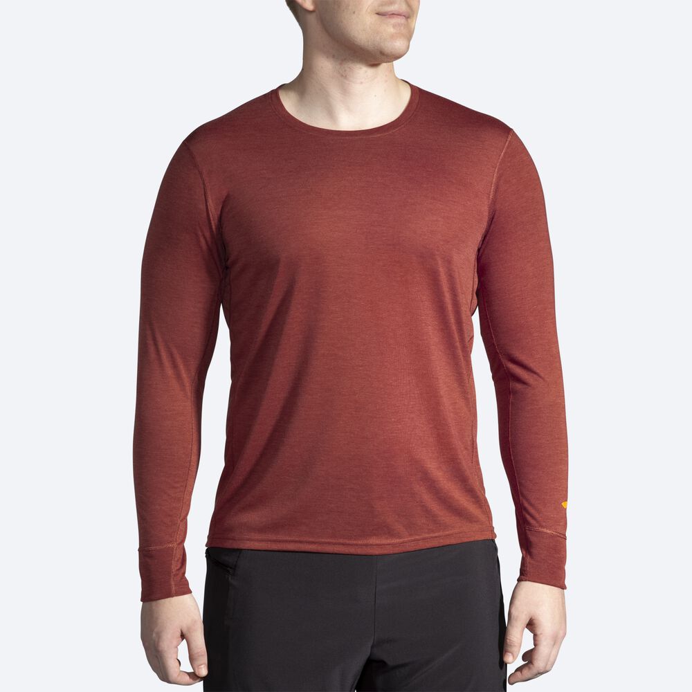 Men's Brooks Distance Long Sleeve T-Shirts Copper | USA96025