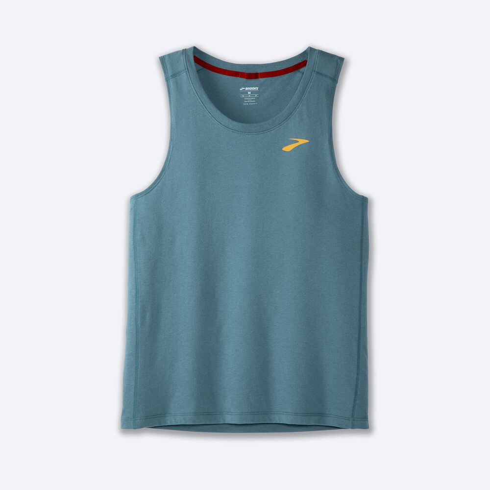 Men\'s Brooks Distance Tank 2.0 Tanks Blue | USA06248