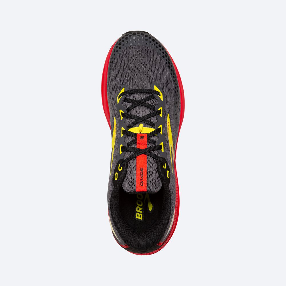 Men's Brooks Divide 3 Trail Running Shoes Black/Red/Yellow | USA94506