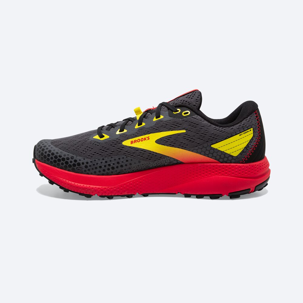 Men's Brooks Divide 3 Trail Running Shoes Black/Red/Yellow | USA94506