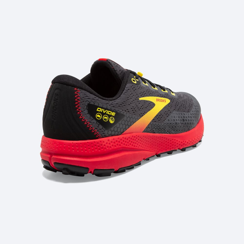 Men's Brooks Divide 3 Trail Running Shoes Black/Red/Yellow | USA94506