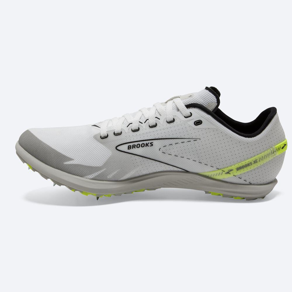 Men's Brooks Draft XC Cross Country Spikes White/Black | USA64592