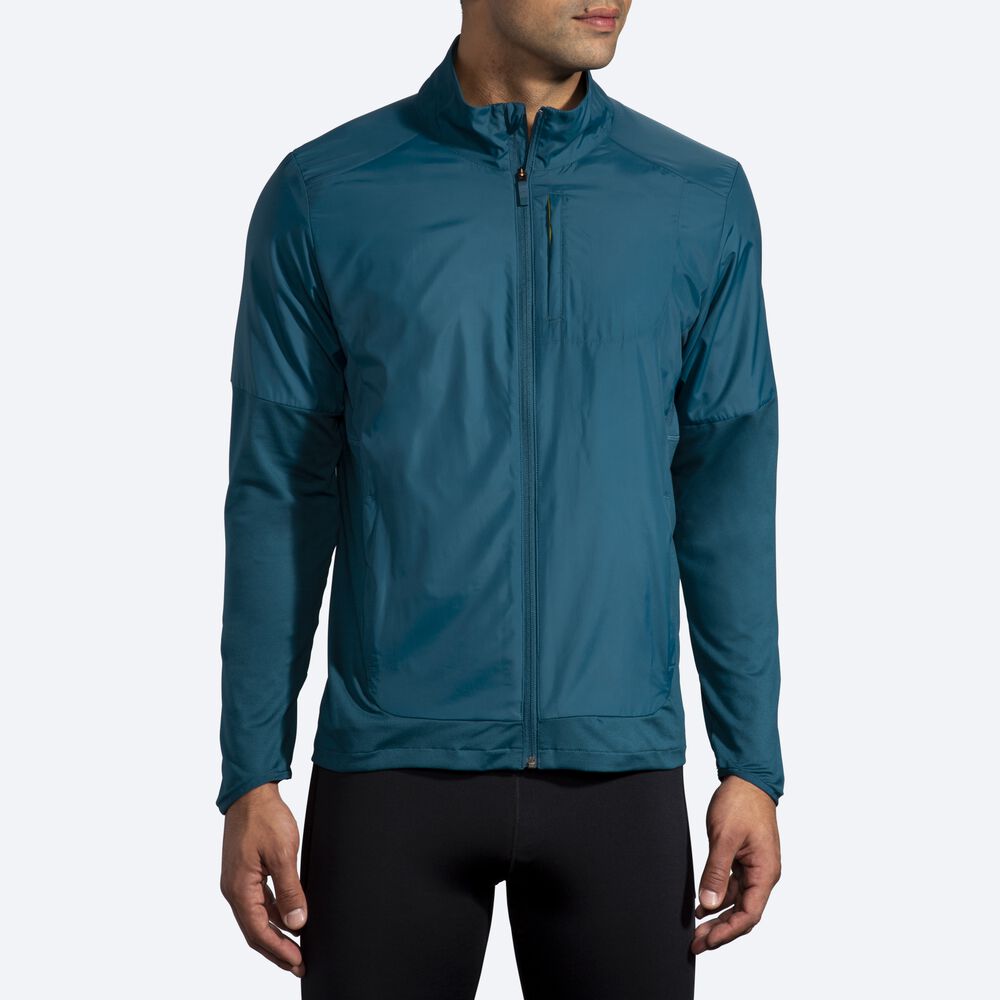 Men's Brooks Fusion Hybrid Jackets Deep Green | USA84231