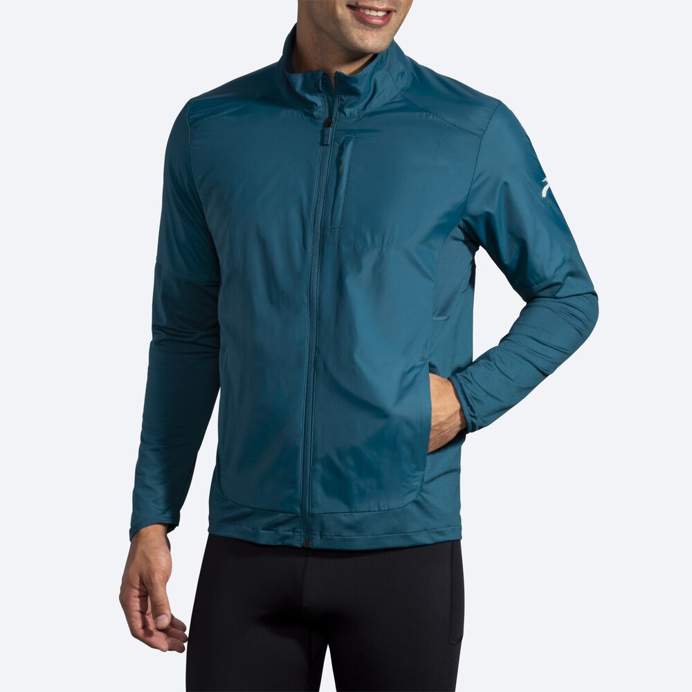 Men's Brooks Fusion Hybrid Jackets Deep Green | USA84231