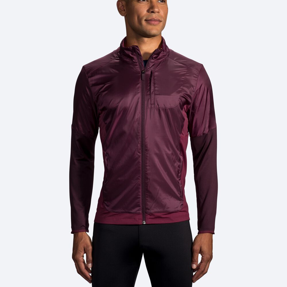 Men's Brooks Fusion Hybrid Jackets Purple | USA83174