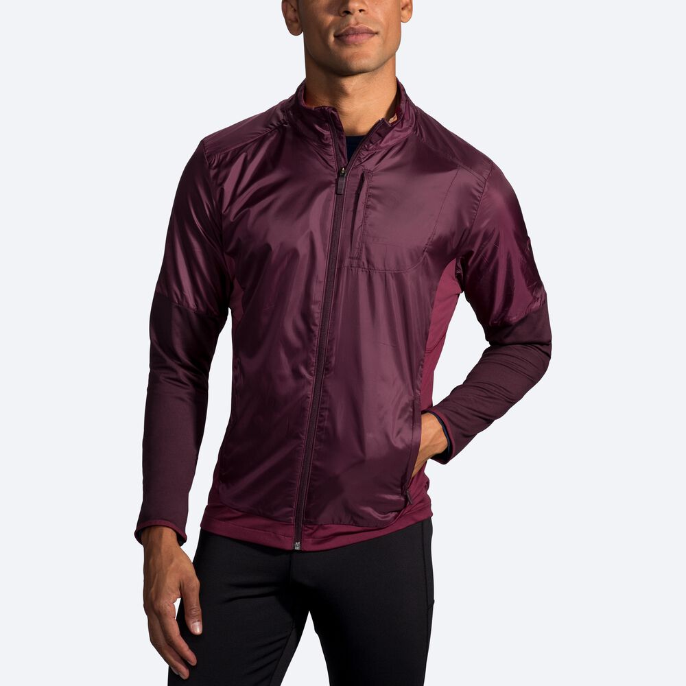 Men's Brooks Fusion Hybrid Jackets Purple | USA83174