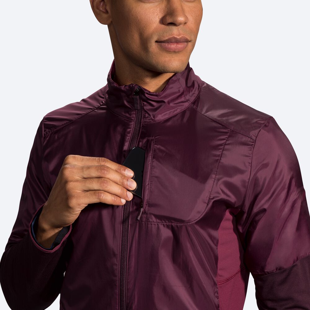 Men's Brooks Fusion Hybrid Jackets Purple | USA83174