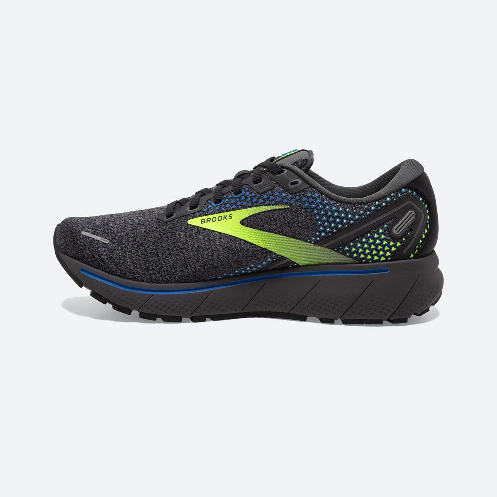 Men's Brooks Ghost 14 Road Running Shoes Black/Blue | USA20148