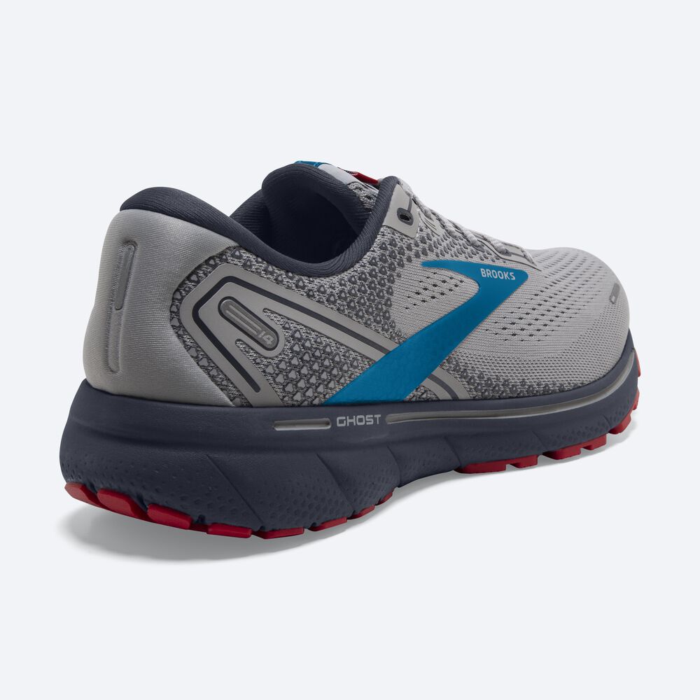 Men's Brooks Ghost 14 Road Running Shoes Grey/Blue/Red | USA94281