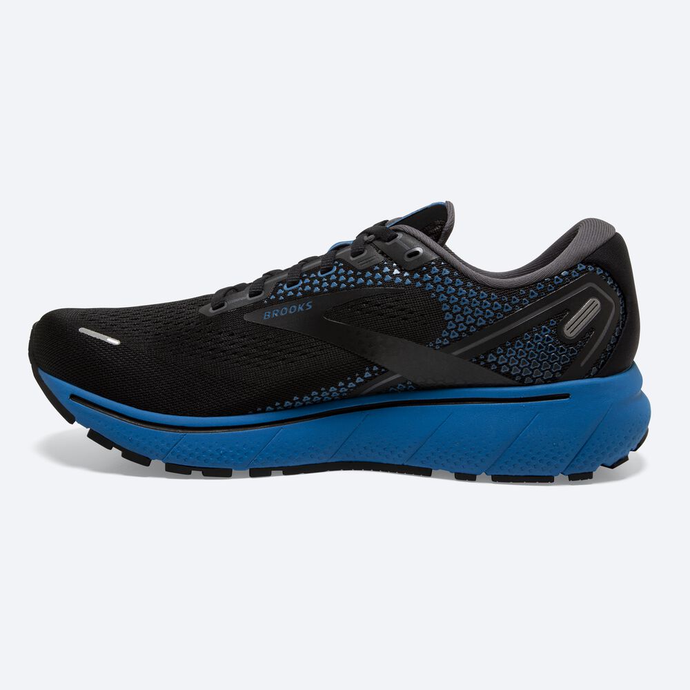 Men's Brooks Ghost 14 Running Shoes Black/Blue | USA05142